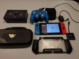 Nintendo Switch with Zelda Themed Accessories