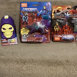 MEGA CONSTRUX Masters Of The Universe SKELETOR & PANTHOR FLOCKED Heman Beastman