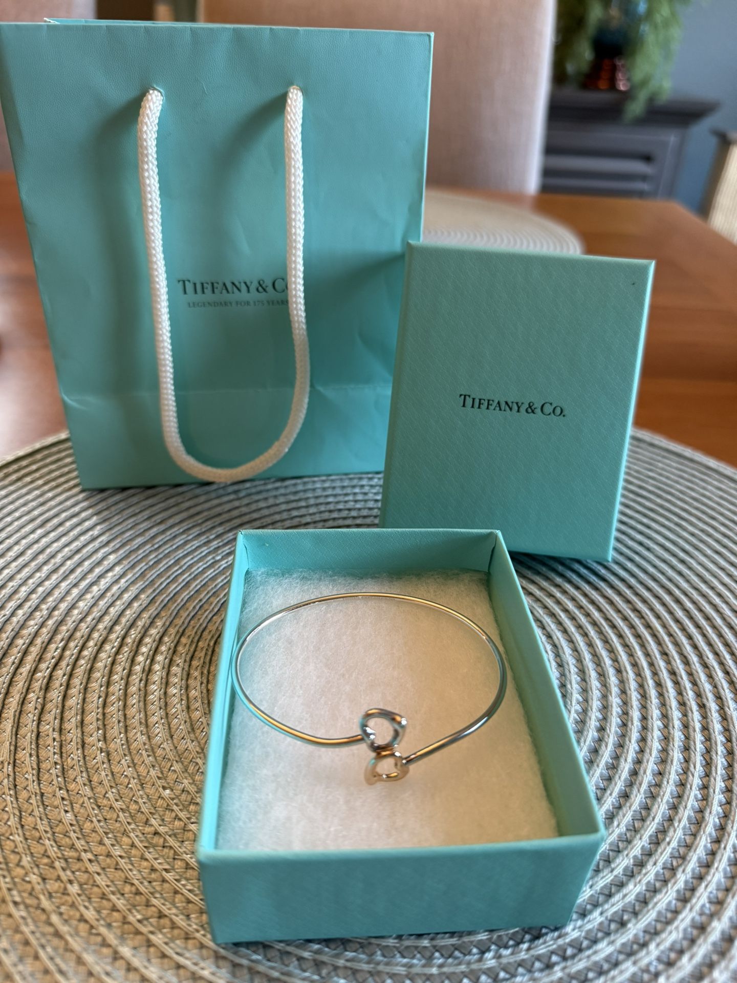 Tiffany’s Elsa Peretti Double Open Heart Bangle (Silver & 18k Rose Gold)