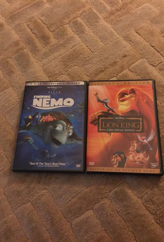 Disney Pixar lion king and finding nemo 2 disc collection
