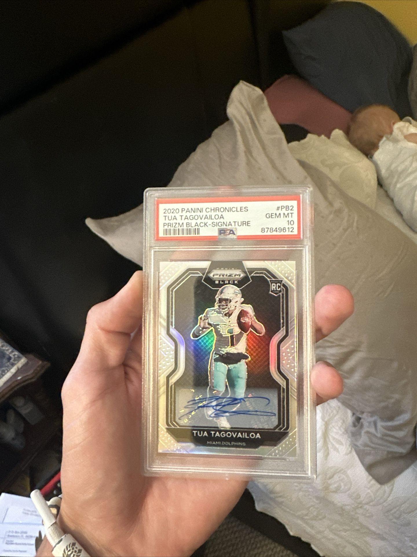 2020 Prizm Dolphins Rookie Tua Tagovailoa Prizm Black Silver Signatures PSA 10