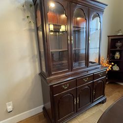 Beautiful Ethan Allen China Cabinet—Solid Cherry Wood-$999