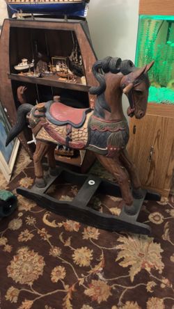 Antique hand carved Wood Rocking Horse