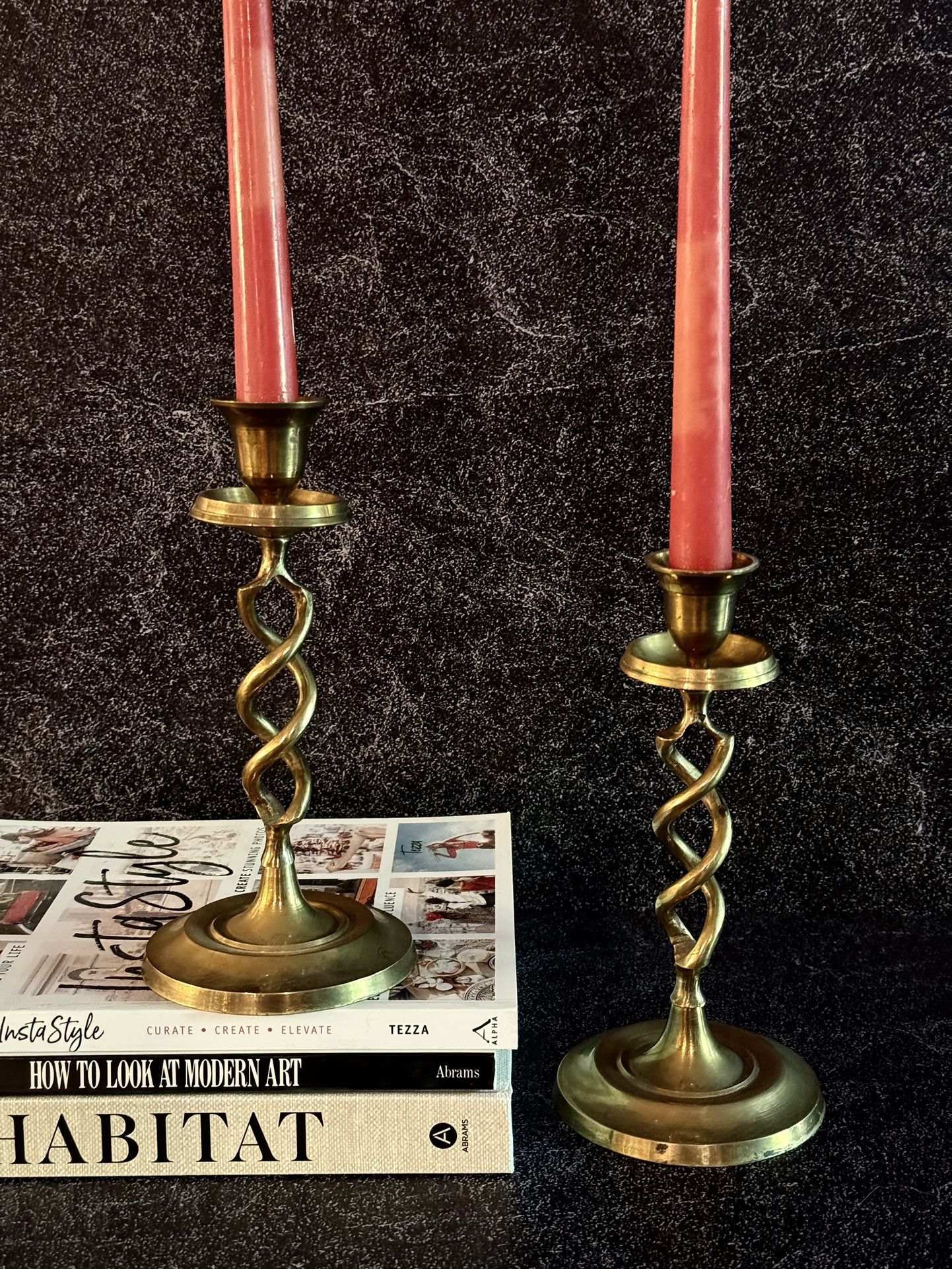 Vintage Brass Barley Twist Candlesticks