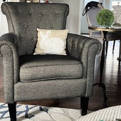 Very Nice Newer Chair Black Brown Beige Fabric 