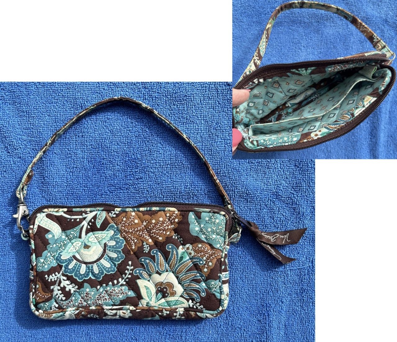 Vera Bradley Teal Clutch W/ Wrist Strap