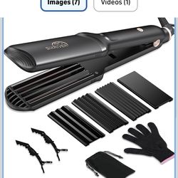 Hair Crimper for Women - Ceramic Waver Hair Tool with 4-in-1 Flat Crimping Iron Plates, 15s Fast Heating, Volumizing Hair Crimper, for All Hair Types 