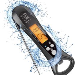 Instant Read Meat Thermometer for Cooking Digital Food Thermometer IPX6 Waterproof Thermometer Wireless with Backlight Calibration Magnet Jar Opener F