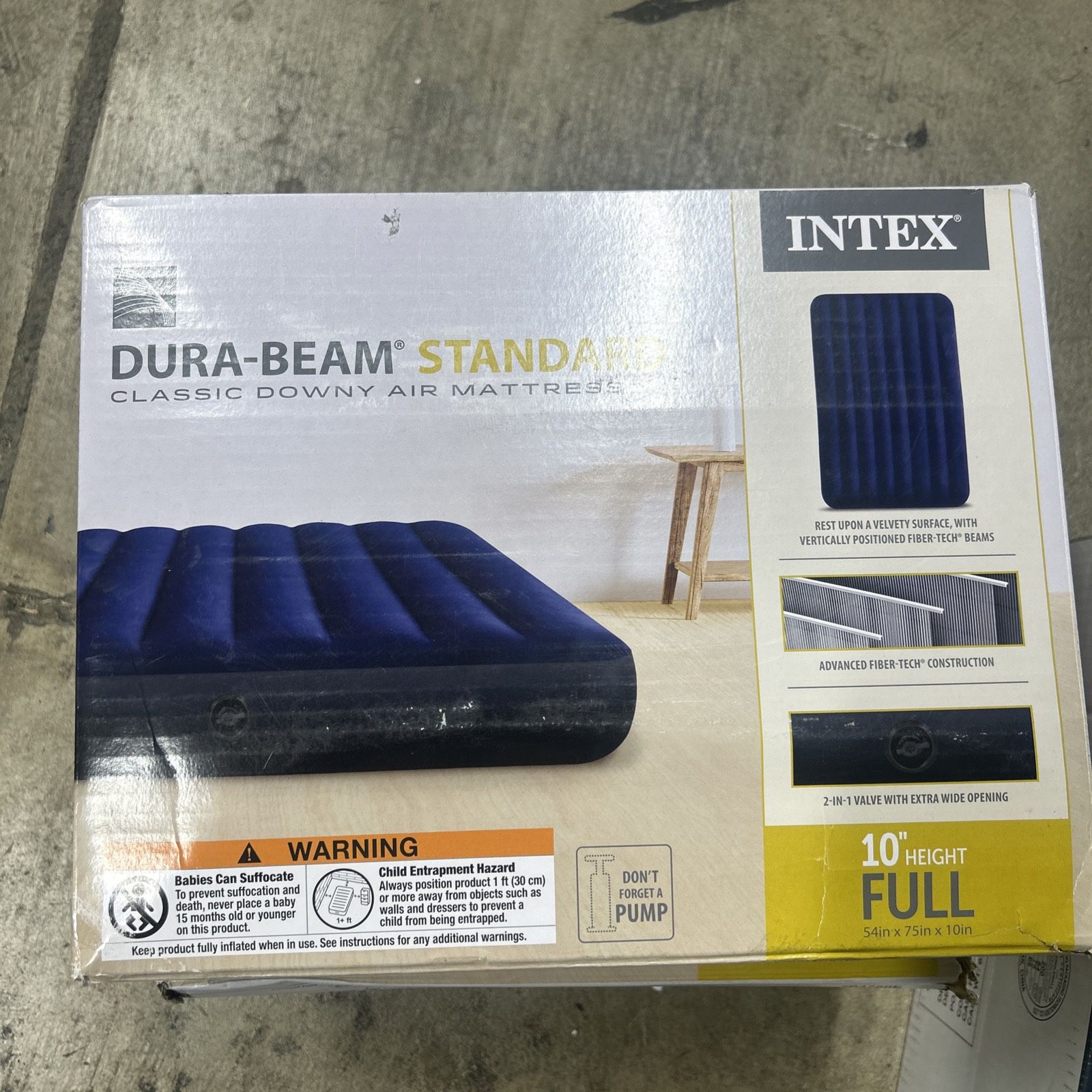 Intex Dura Beam Standard Classic Downy Air Mattress Size Full