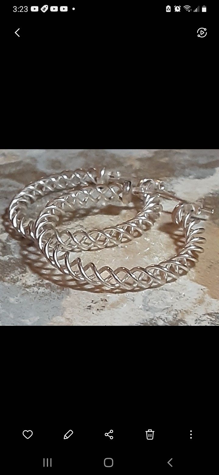 925 Silver Hoop Earrings By JCM 1.25" t