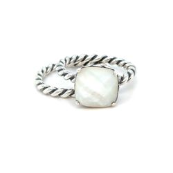 Retired Pandora Mother Of Pearl Rope Ring Set