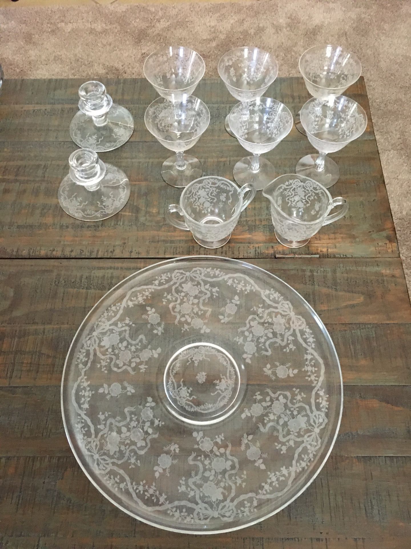 Vintage Fostoria Brand Etched Crystal Romance Pattern