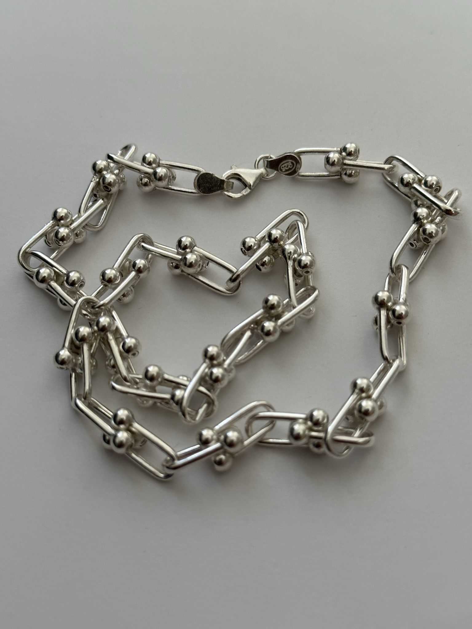 Unisex 925 silver ball balls link chain necklace 18”
