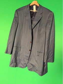 Ermenegildo Zegna model 2142S0, men’s 100% wool pinstripe three-button suit jacket, EU 58 Long / US 48L, Drop 7.