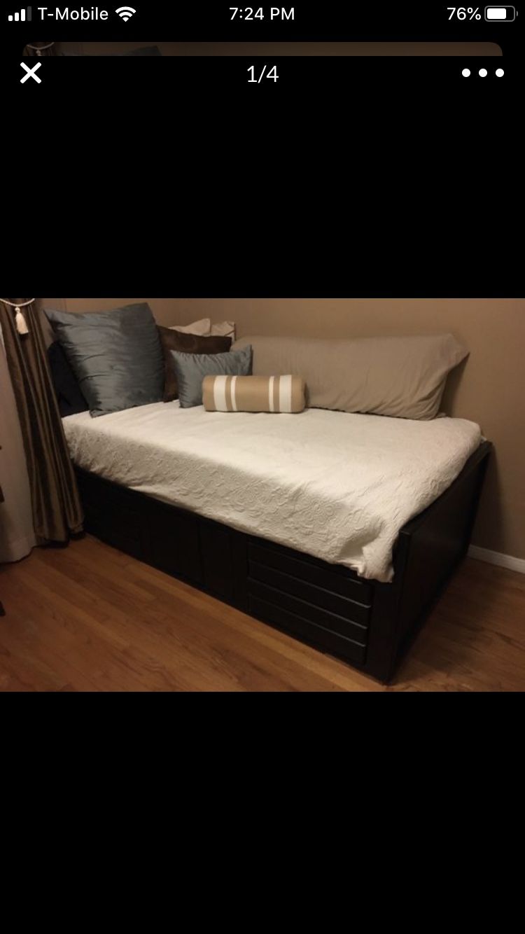 Twin bed frame with drawers real wood