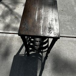 Small Wood And Metal Side Table 