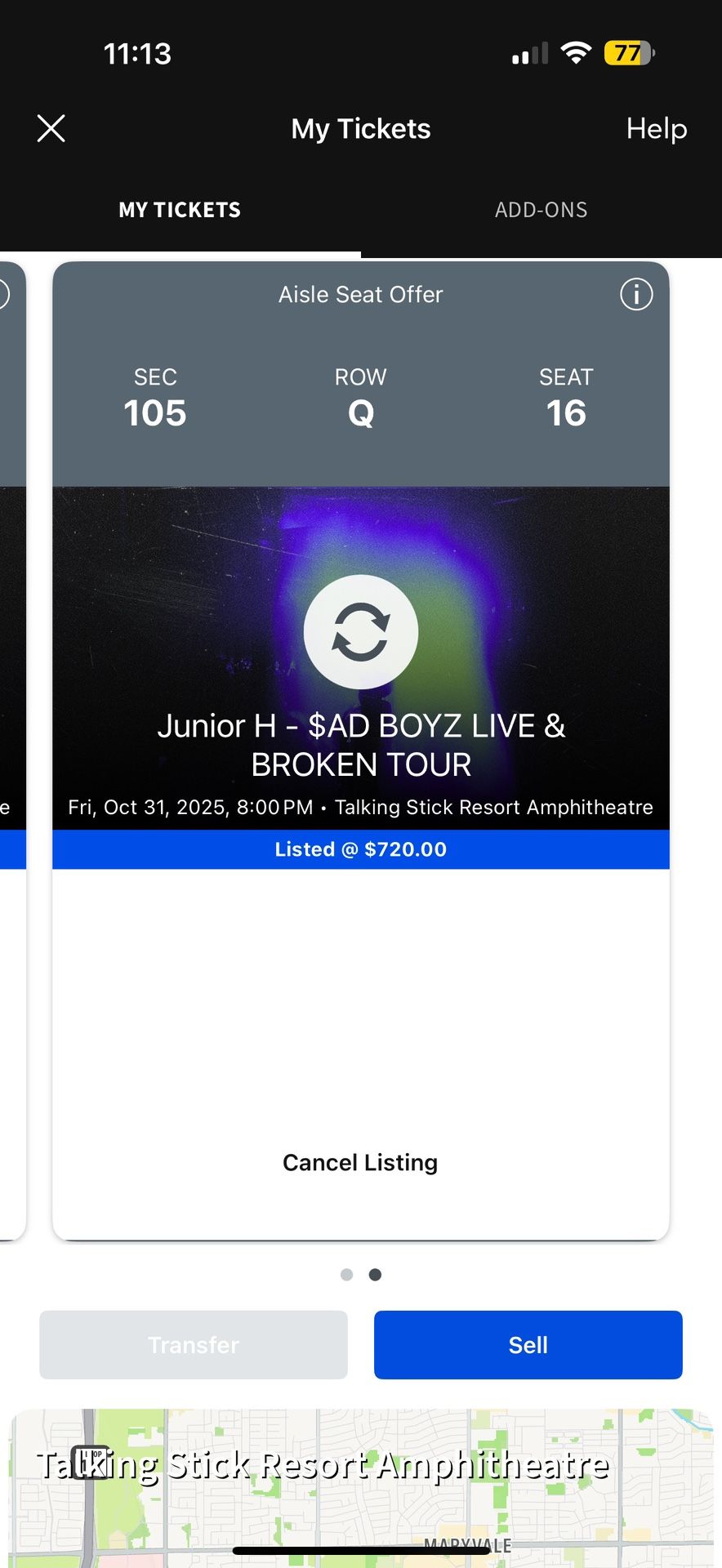 Junior H Ticket 10/31/25