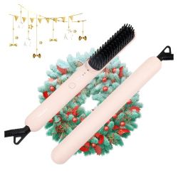Portable Hair Straightener Brush?Ionic Hair Straightener Brush with Ion Technology, Fast Heating, Anti-Scald, Hair Straightening Brush Comb for Women?