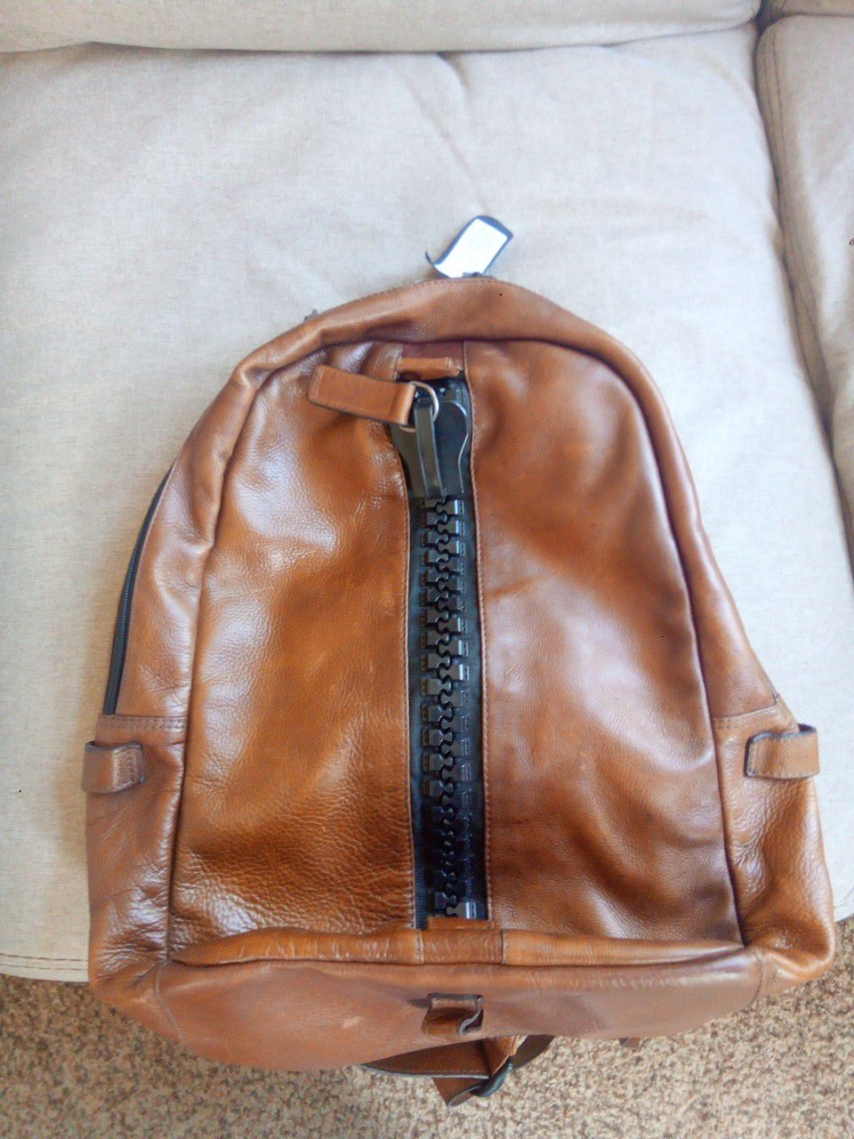 Leather laptop backpack
