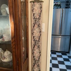 Vintage tapestry Bell Pull with brass handles