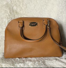 MICHAEL KORS Sandrine Saffiano Satchel Purse Tan Zipper Crossbody Hand Bag​​