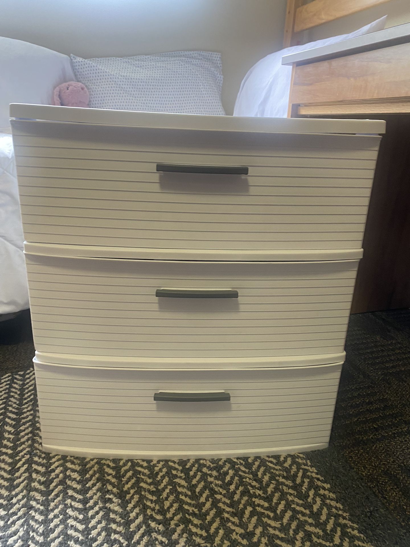 White Three Drawer Dresser