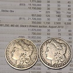 Pair Of 1889-O Morgan Silver Dollar 