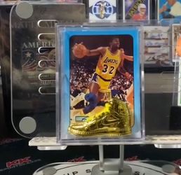 Magic Johnson card with small toy shoe perfect for a display