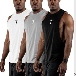 ✨ Tank Tops para Hombre con Cruz Cristiana – Pack de 3 ✝️💪