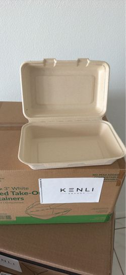 Compostable Hinged Take-Out Containers Bulk Case