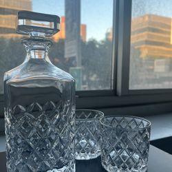 CB2 Crystal Decanter and Glass Set -  MOVING OUT SALE ✈️