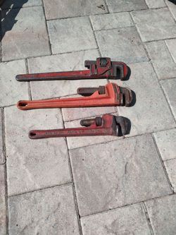 Three Plummer's Pipe Wrenches Package Deal