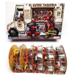 MARVEL UNIVERSE 1/18 4" SDCC 2013 DEADPOOL TACO TRUCK BOX OPEN FIGURES SEALED