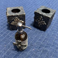 Decorative Soap/Lotion Dispenser with Two Tissue Box Holders 