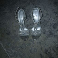 Silver Giani BINI platform Open High Heeled Sanals 