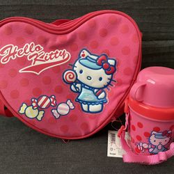 Authentic Hello Kitty Lunch Box W/10oz Bottle - New 