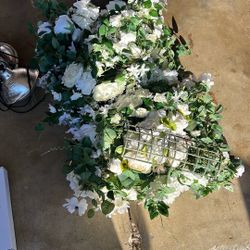 Faux Flowers White Roses And Greenery