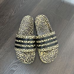 Cheetah Print Adidas slides