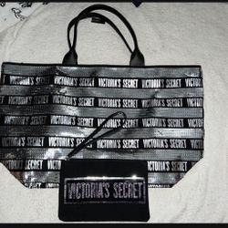 Victoria’s Secret Bags Silver And Black Set Of 2 New