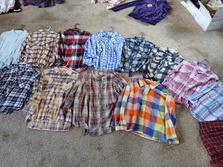 Assortment Of Womens/Men's Flannel Shirts