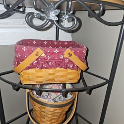 Longaberger Basket With Burgundy Liner