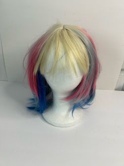 Hardly Quinn inspired Blonde Wig with Pink and Blue Streaks