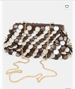 Zara women purse brown and cream