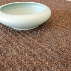 Vintage Haeger Pottery, Large Bowl / Shallow Vase - Aqua Blue ~ USA