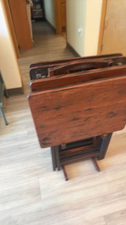 Wooden TV dinner stands