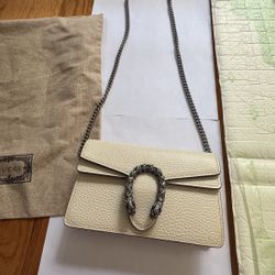 GUCCI Dionysus Mini White Leather Shoulder Bag And Authentic