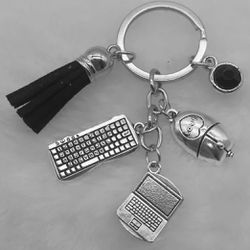 Brand New Office Assistant Secretary Manager Charms Keychain Gift - Black Tassel 
