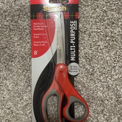 Scotch Multi-Purpose Scissors 8" Stainless Steel Comfort Grip Bent-Handle