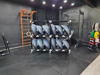 12 Genuine BOSU NextGen Balance Trainers + Gopher Magnus Rolling Rack Made in USA