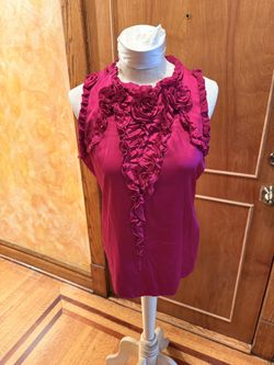Elie Tahari Fuchsia Ruffled Rosette Sleeveless Camisole Size 6